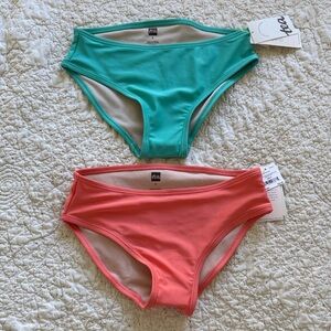 Tea Collection 1 Teal and 1 Coral Bikini Bottom - 2 Total